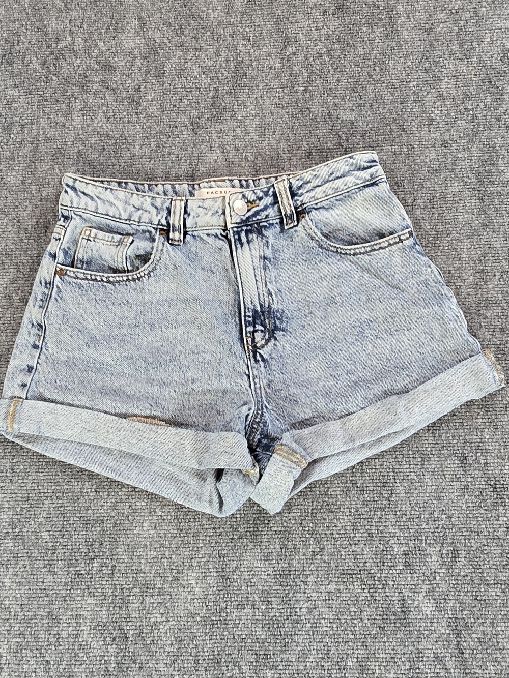 PacSun Denim Mom Shorts Womens 27 Light Blue High Rise Rolled Hem Summer